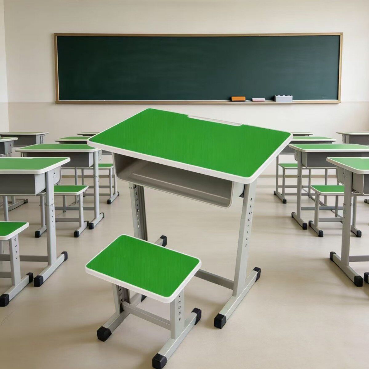 学生课桌单滑道可升降调节课桌椅中小学生单人课桌厂家直发课桌椅