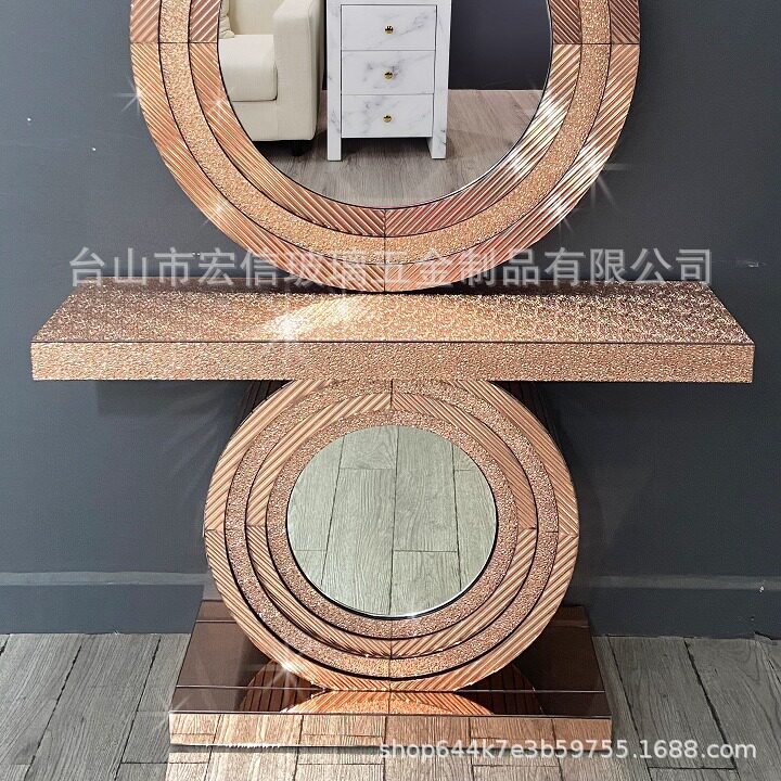 圆形方形三角形立体跨境高档现货压花镜家居镜面案镜子装饰镜玄关