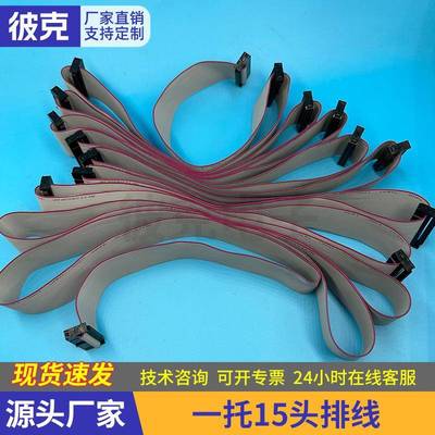 一托15头排线间距2.54MMFC灰排线64P双头电缆AVR连接线扁平排线