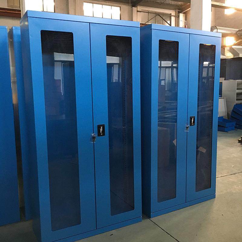 多功能重型工具柜玻璃门工作台双开门图片车间移动式安全