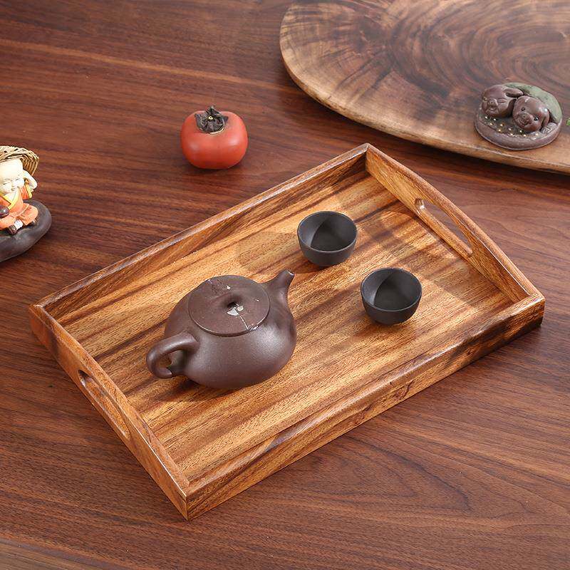 北欧风木质托盘长方形茶具带把手木托盘家用简约餐盘收纳木盘子