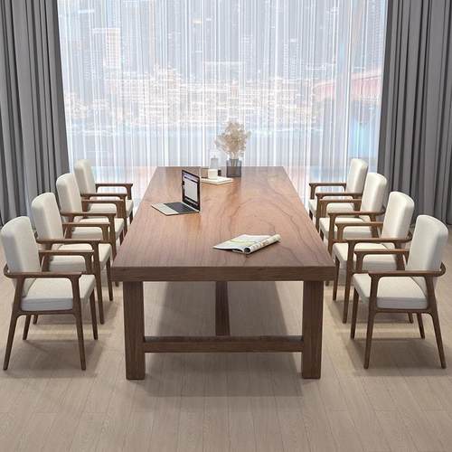 现代简约客厅全实木大书桌工作台办公室洽谈长桌家用阅读桌学习桌