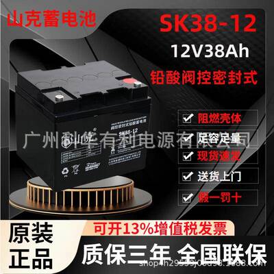 深圳山克铅酸电池SK12-38自动化控制通讯系统12V38Ah铅酸免维护