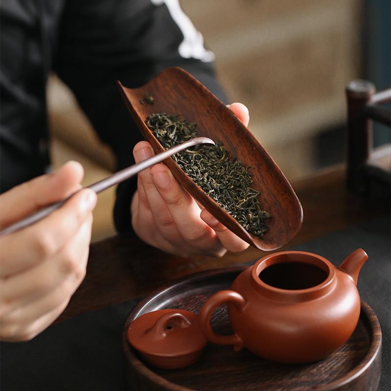KBQ1手工黑檀木茶则二件套实木赏茶荷茶碟六君子茶具茶道配件茶勺