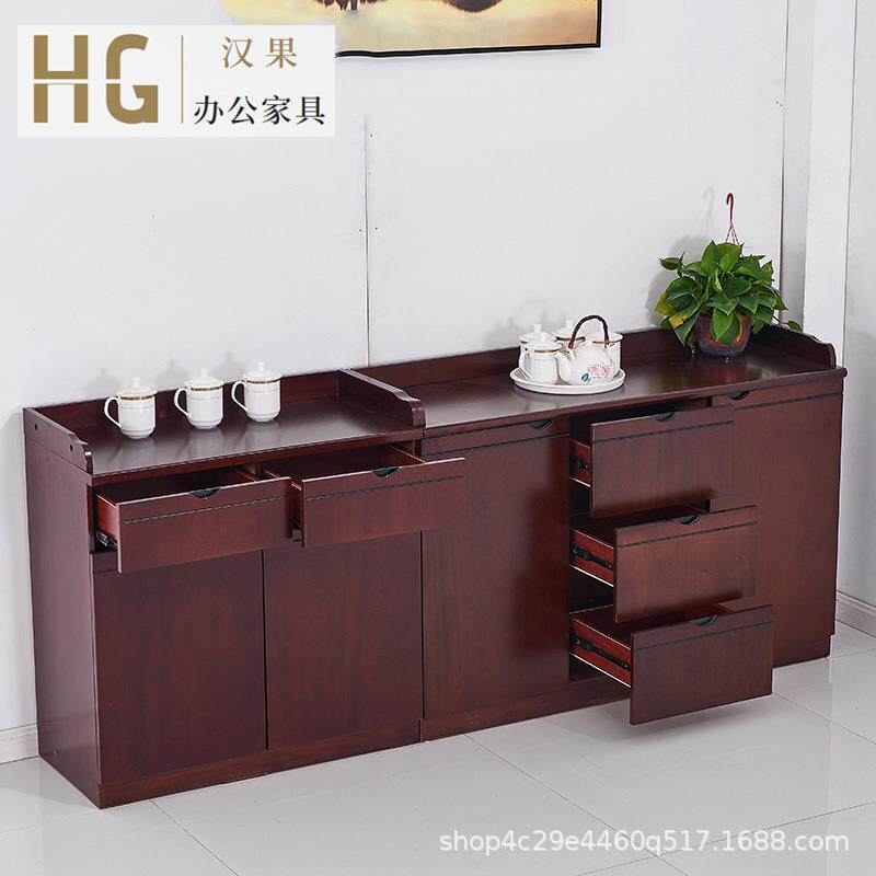 汉果办公茶水柜墙边置物对开门抽屉柜会议室多功能茶具桌两门三门