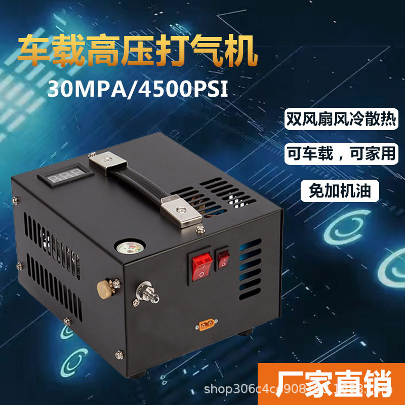 跨境热销厂供12V高压打气机30MPA充气泵户外潜水110V/220V风冷