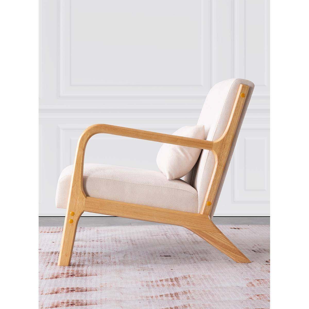 cs单人沙发椅客厅阳台实木休闲椅家用卧室懒人布艺酒店洽谈桌椅组