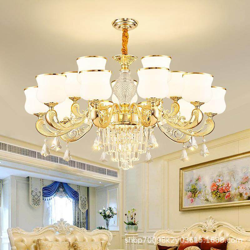 欧式客厅吊灯轻奢水晶灯现代简约复式楼大气家用餐厅别墅新款吊灯