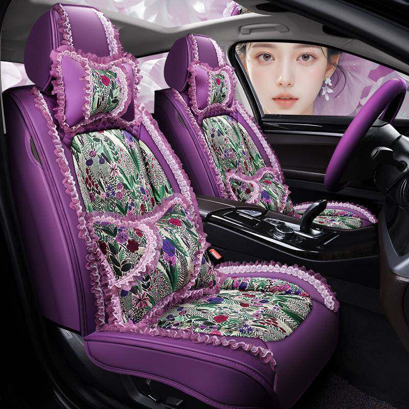 汽车坐垫四季通用座椅套全包围女神PU皮革座套可爱时尚车座垫