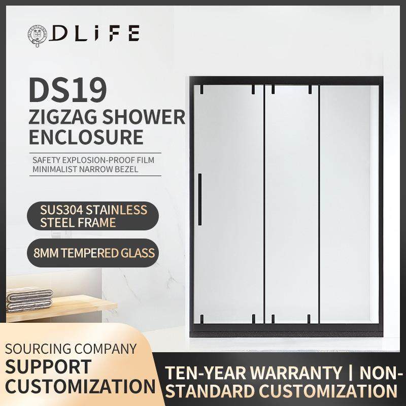 整体淋浴房不锈钢移动三门轻奢简约一字型洗澡淋浴房