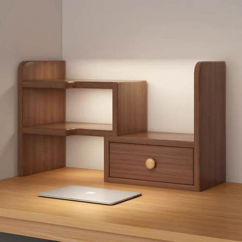 实木桌面书架宿舍桌上置物架办公室工位收纳神器书桌多层伸缩书柜