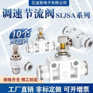 节流阀管道LSA SL气动可调气管快速接头调节调速截流气阀接头螺纹