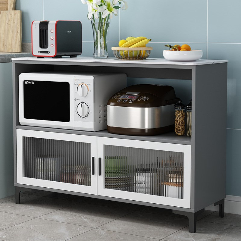 实木餐边柜客厅多功能岩板置物柜厨房大理石微波炉矮橱柜灶台边柜