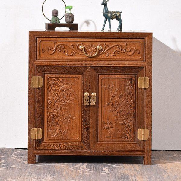 红木家具鸡翅木床头柜小型中式实木床边柜家用卧室原木全实木复古