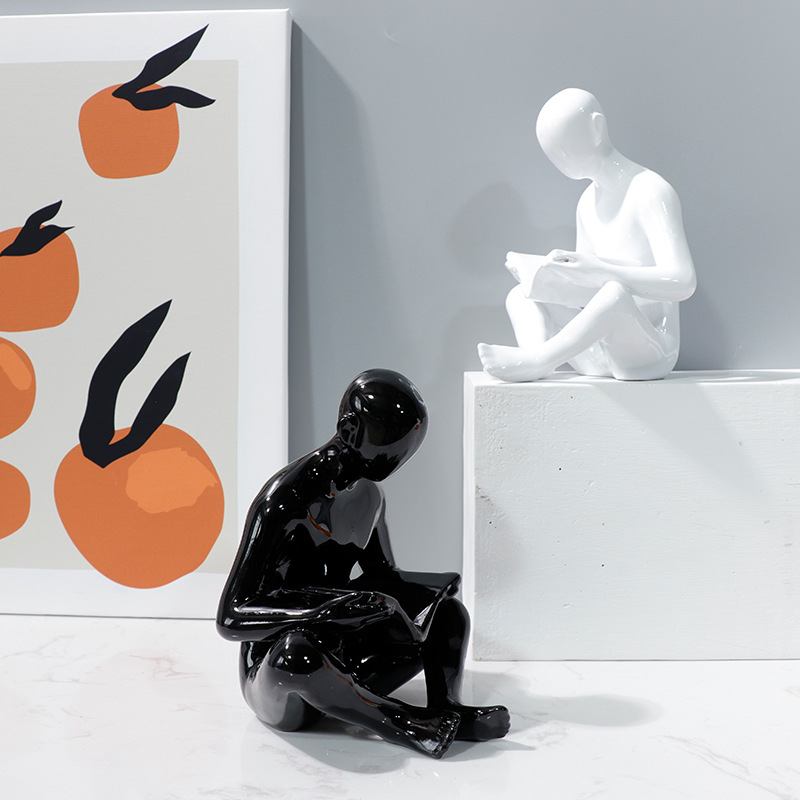 北欧现代书靠书档摆件 书房办公室样板房桌面软装饰品树脂工艺品