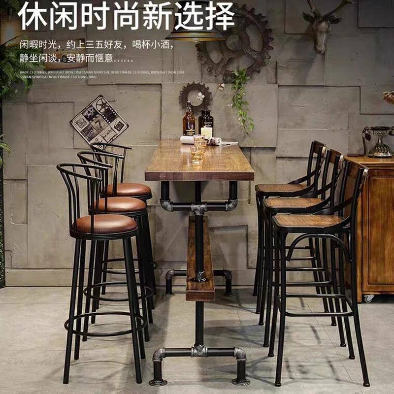 吧台桌椅组合长条桌家用阳台个性酒吧吧台桌小高脚桌实木靠墙桌子