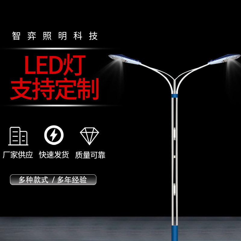 新农村道路照明6米led路灯单双臂高杆路灯9米12米路灯灯杆