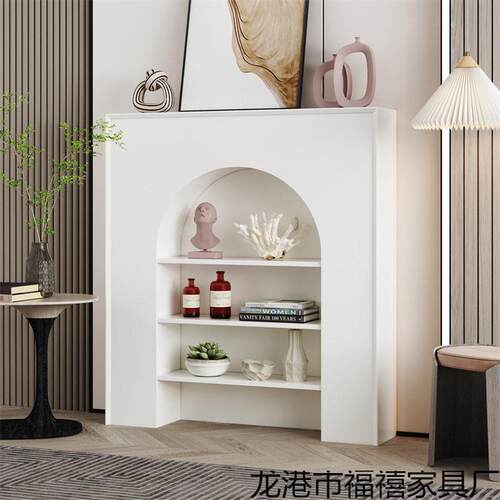 时尚欧式家用室内白色法式壁炉装饰柜拱形艺术置物架民宿玄关