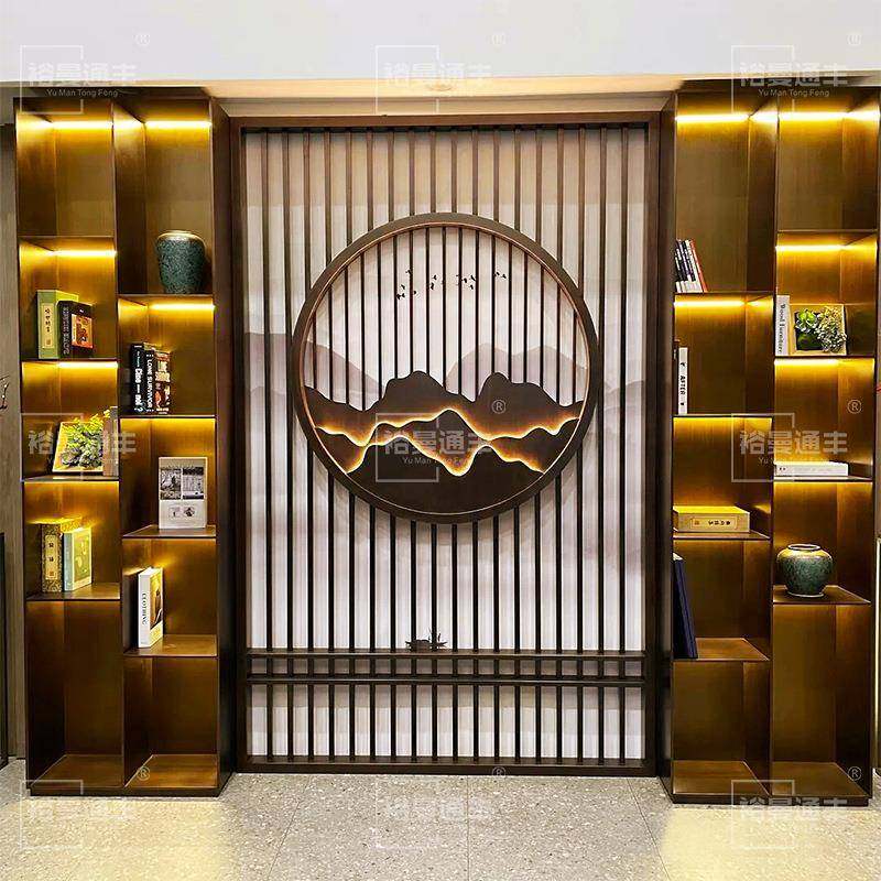 客厅书房新中式储物柜组合书柜轻奢装饰不锈钢屏风隔断柜小户型,节庆用品/礼品,新娘配件,淘宝优惠券,粉丝福利购,淘宝优惠卷