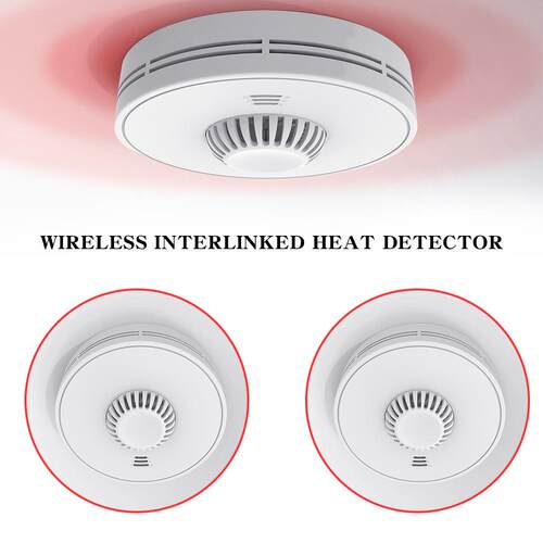RF火灾感温探测报警器温感无线互联HeatAlarm10年寿命电池
