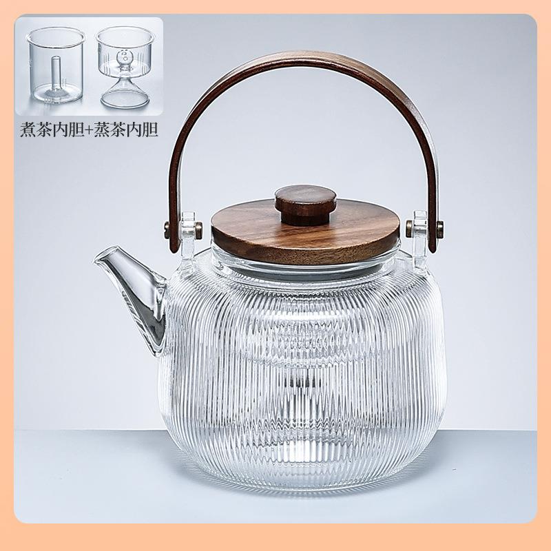 ฅ福也玻璃煮茶壶蒸茶壶家用喷淋式煮茶器养生壶电陶炉围炉煮茶