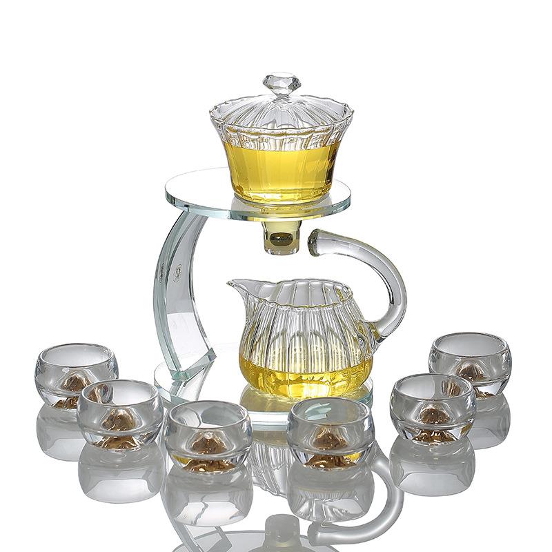 水晶茶具套装盖碗玻璃功夫全自动磁吸泡茶器家用高档泡茶