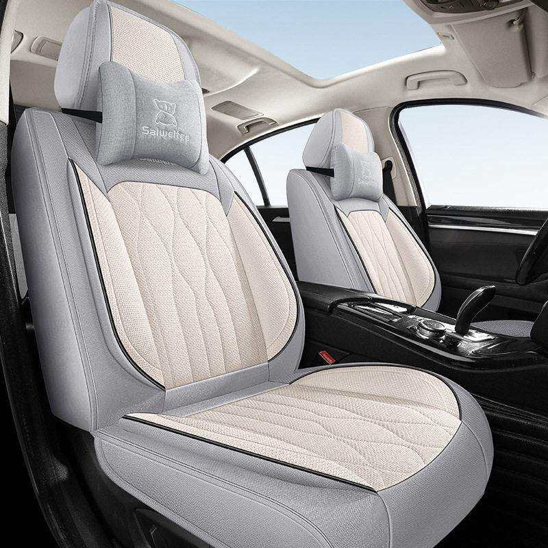 S8H新款汽车坐垫纳帕皮亚麻布四季通用全包围软沙发车座椅垫座套