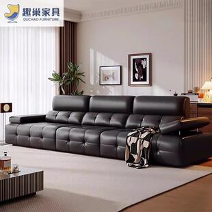 意式真皮沙发劳伦斯皮艺极简高级感轻奢新款沙发大小户型客厅沙发