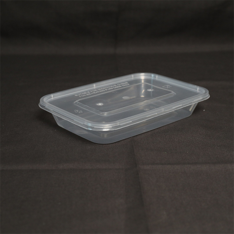 500方透明长方形餐盒外卖带盖打包盒可微波食品级PP材质塑料坚强