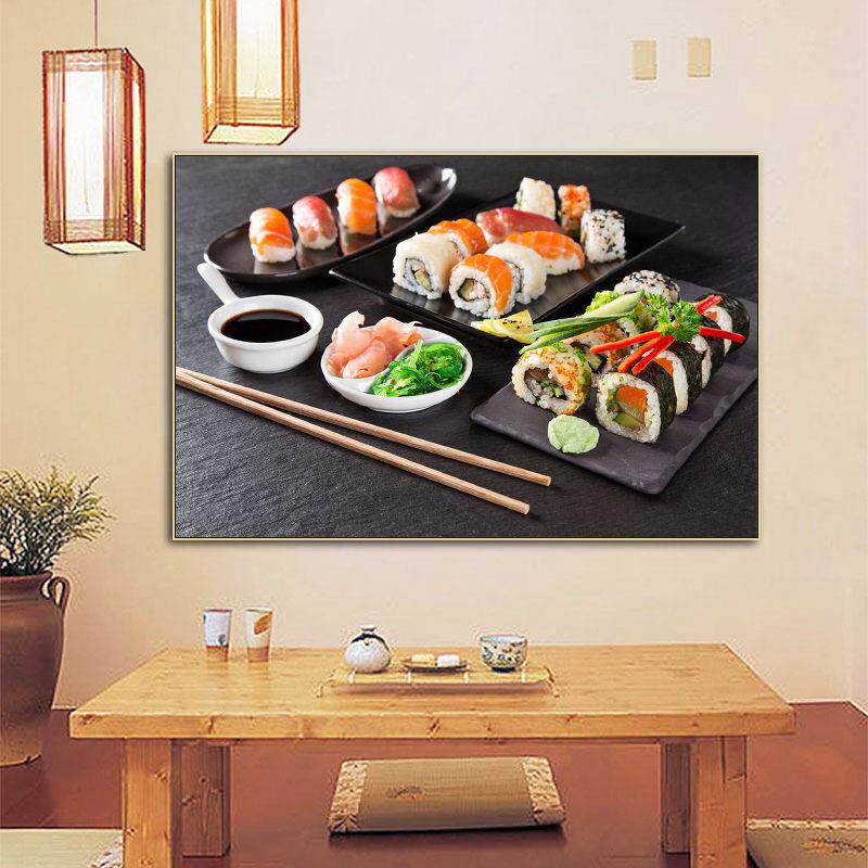 寿司店装饰画刺身拼盘三文鱼和风餐厅挂画日式放题料理居酒屋壁画