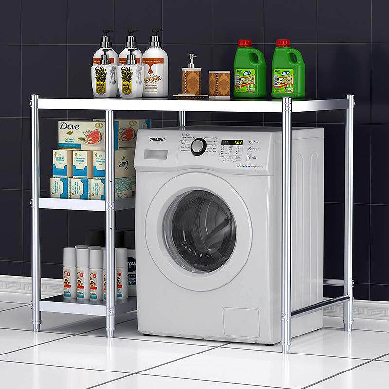 不锈钢洗衣机置物架滚筒浴室洗衣机烘干机上方叠放组合三层收新款
