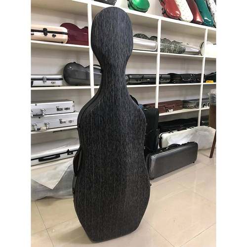 通灵大提琴琴盒带滑轮轻巧防摔黑白拉丝PC硬盒