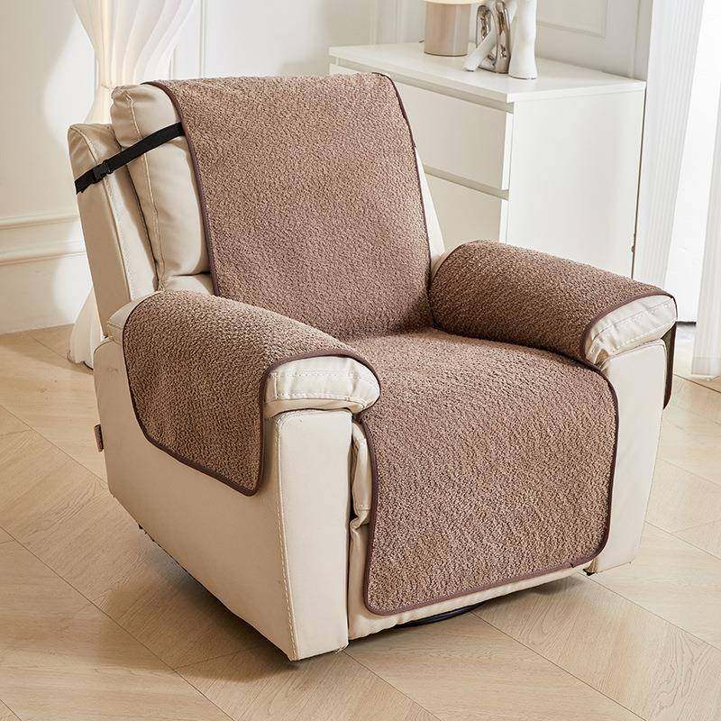 纯色毛毛纱绒防滑电动椅沙发垫通用简约秋冬功能躺椅沙发套