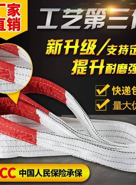 白色吊装带起重吊带双扣吊带吊车吊带吊绳1T2T3吨5吨10吨2M-10米