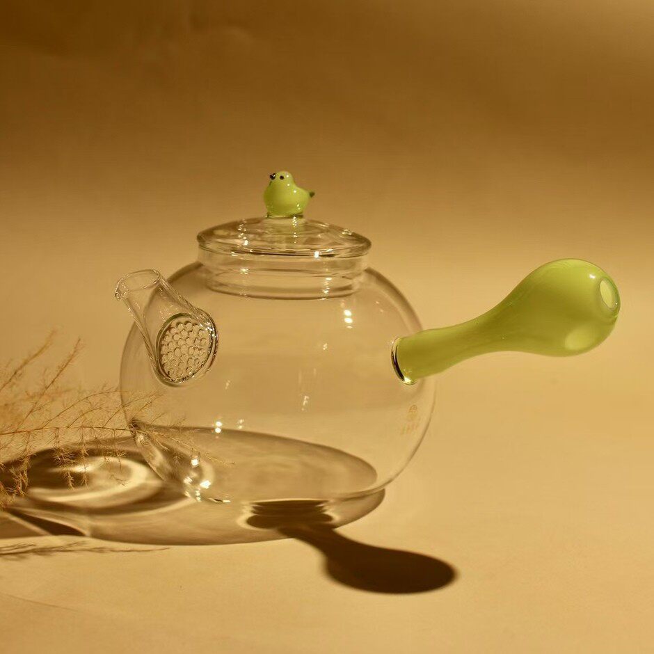 厂家批发泡茶壶创意小鸟高硼硅侧把壶自带过滤孔家用绿茶煮茶壶
