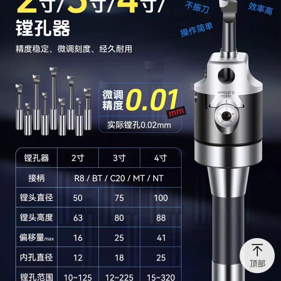 F1型铣床可调镗式F1型粗镗刀R8镗孔器2寸3寸搪孔微调套装
