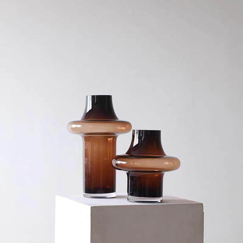 bestwest花瓶高级感客厅桌面插花摆件中古咖色玻璃花器样板间摆设,纺织面料/辅料/配套,纺织机械配件,淘宝优惠券,粉丝福利购,淘宝优惠卷