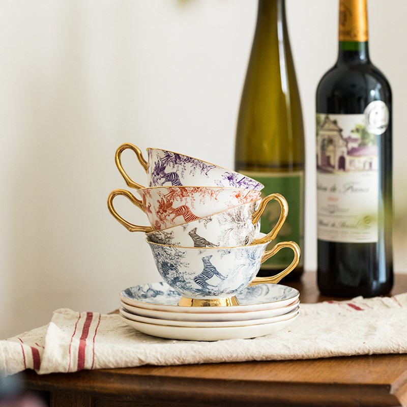 幸运秘钥野性丛林咖啡杯礼盒装高档精致下午茶杯子套装轻奢高级感