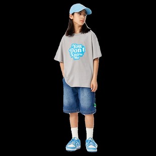 DK童装夏季街头女男童牛仔短裤男孩儿童宽松休闲五分裤中裤薄款