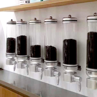 咖啡豆储物罐商用壁挂式储豆罐大容量密封罐圆形挂壁式展示密封罐