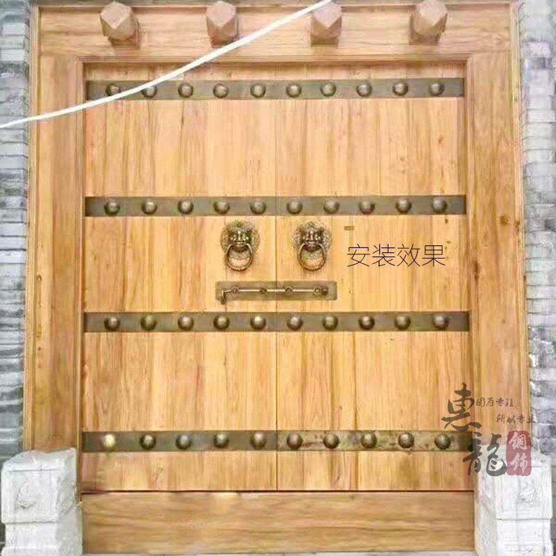 中式仿古实木大门纯铜横插销门栓防盗栓仿古装饰大门铜件支持定做