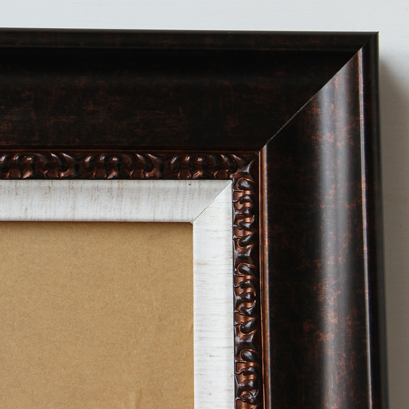 简约美式相框 画框 装裱油画 复古深棕色 画框宽度8.7厚度4.5cm