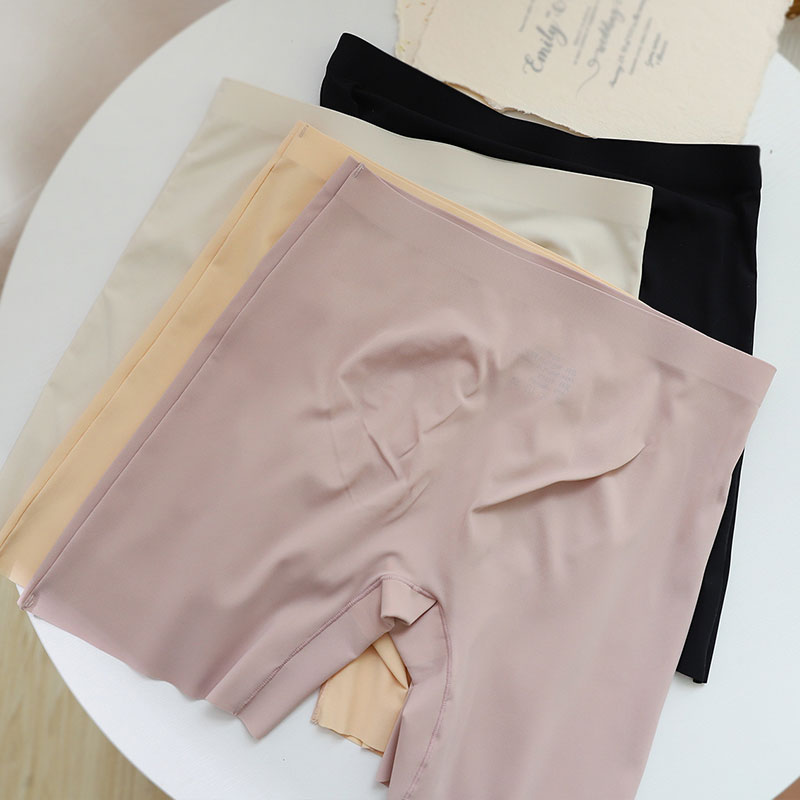 高腰平角内裤女防走光纯棉底裆简约女士安全一片式无痕打底四角裤
