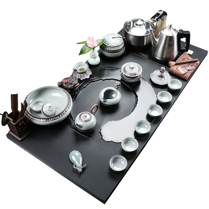 大号整块乌金石茶盘功夫茶具豪华套装家用简约全自动办公客厅茶台