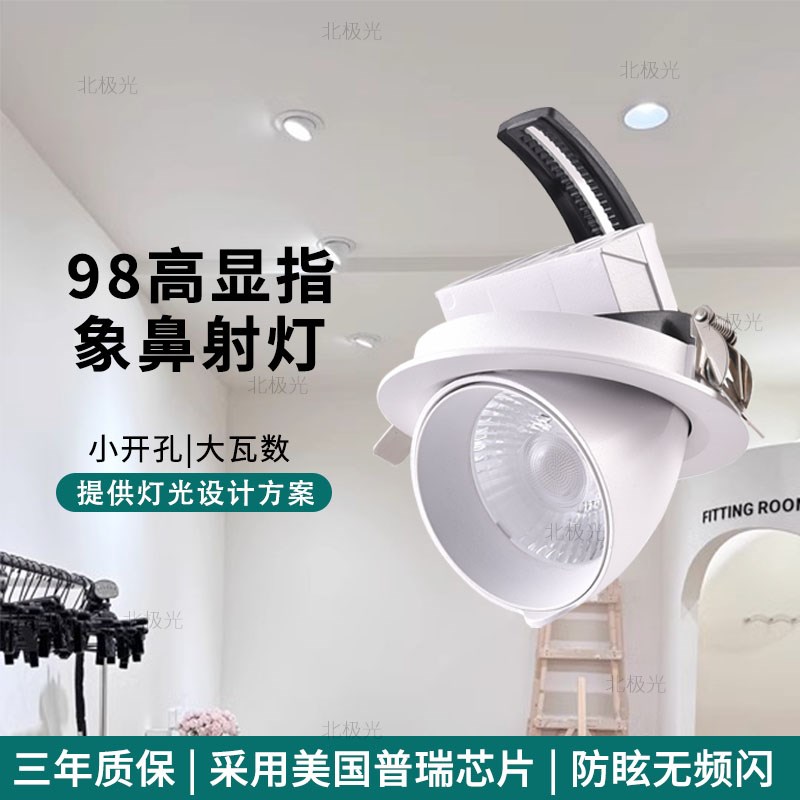北极光照明服装店高显色象鼻灯led射灯嵌入式店铺商用cob天花筒灯