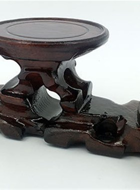 圆形茶杯垫木质紫砂壶实木奇石摆件底座木托博古架中高