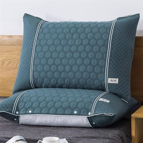 纯棉枕巾一对装带扣固定家用成人情侣欧式吸汗高档纱布防滑不脱落