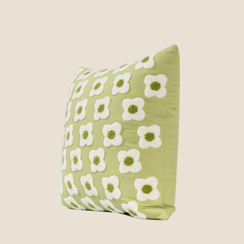 NEWC新宸优品 夏季抱枕套绿色清新小花客厅沙发卧室床上簇绒靠垫