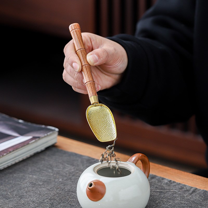 晟窑花梨木合金茶勺茶铲单只茶叶匙勺子工具铲子取茶叶勺分茶茶匙