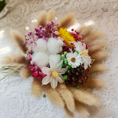 文艺清香小花束 天然干花兔尾草 饰送礼 装 小花瓶一套 混搭花束